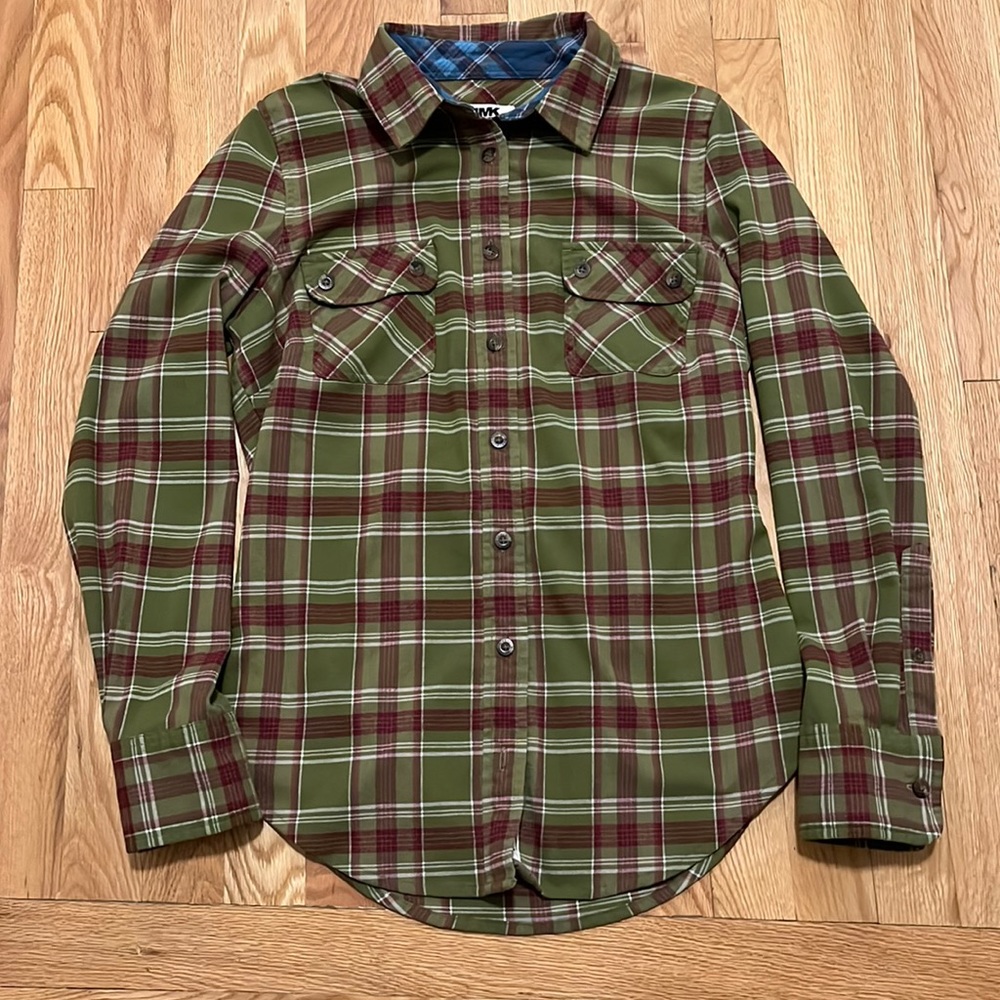 Women's Mountain Khakis Green and Cranberry Flannel Size Medium